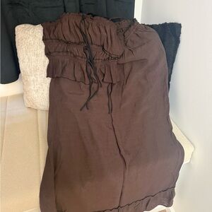 Source Unknown Brown Maxi Dress with Ruffle Bodice